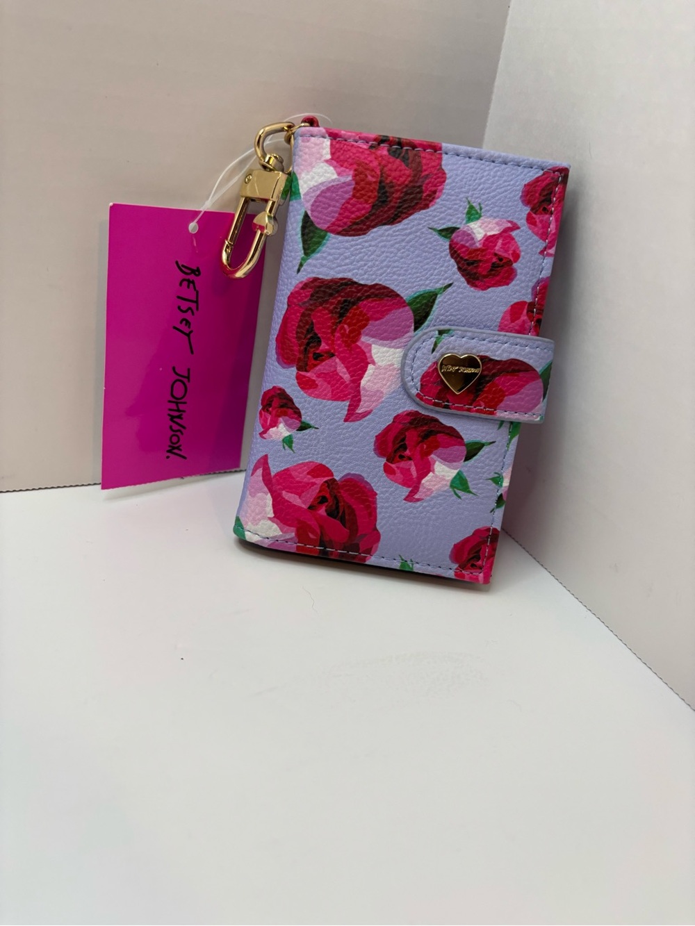 Betsey Johnson Floral Rose Wallet Wristlet NWT Lavender Pink Red